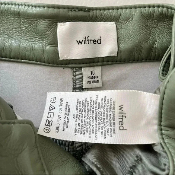 ARITZIA WILFRED MEILNA CROPPED VEGAN LEATHER PANT SAGE GREEN SZ 10 - Picture 8 of 11